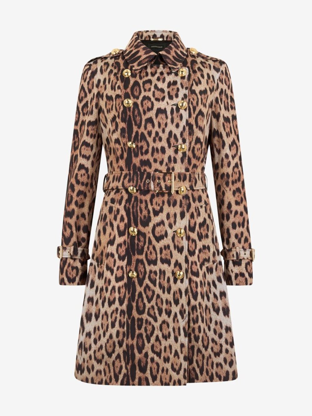 ROBERTO CAVALLI Double-breasted coat with jaguar skin print